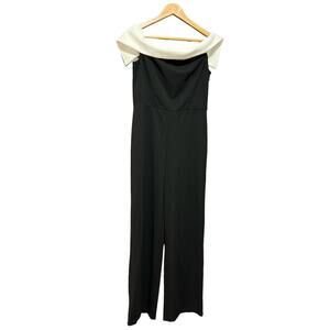Marina womens size 8 off the shoulder jumpsuit pants black and white new